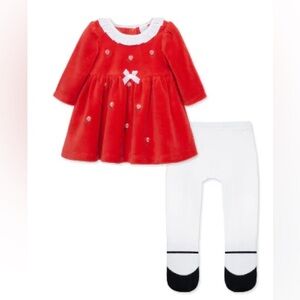 New Little Me Festive Roses Dress and tight set 6 month